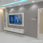 ديكور شاشه بديل الخشب مع حامل الشاشه مع الطاوله مع الاضاءه