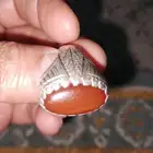 خاتم فضي الفص عقيق يمني