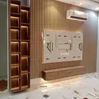 ديكور شاشة رخام مع تكسيات خشبية