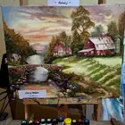 خطاط ورسام - رسم لوحة للريف الاوربي - جده