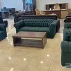 جديد كنب جلد مكتبي لون بني و اسود و اخضر