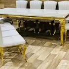 طاولات طعام رخام وستيل جديدة