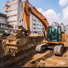 بوكلين حفار يحفر ويكسر جبل وصخر