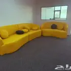 كنب أصفر 8 أشخاص تقريبا جلد