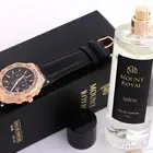 ساعة رجالية فخمة مع عطر