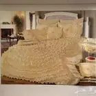 مفرش سرير عرايس طقم كامل مكون من 15 قطعه جديد لون سكري