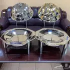 سخان دائري وسط ذهبي وفضي مقاس 48 48سم بحامل الغطاء
