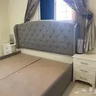 غرفة نوم كاملة سوبر كينج 7قطع خشب قوي سرير دالوب دولاب طقم