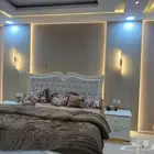 خلفيه سرير ساحره مع إضاءة خفيه