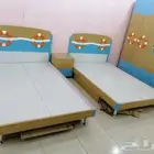 غرف نوم اطفال وشباب سريرين وسرير