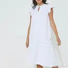 فستان ابيض ميدي بولو USPOLO