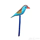 مجسم عصفور خشبي لون ازرق
