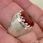 خاتم شبابي عقيق كبدي لون فاتح مدور صافي