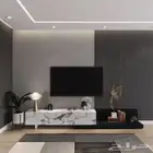 طاولة بلازما متحركة أسود مع أبيض رخامي