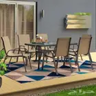 جلسة طاولة مع 6 كراسي (بني اسود)