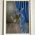 رسمة منظر غرفة بألوان زيتية على قماش كانفس
