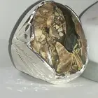 خاتم عقيق يماني جزع راهي نادر اللون والرسم