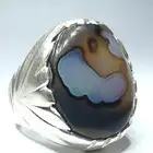 خاتم عقيق يماني طبيعي شفاف ومصور