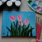 لوحه كانفوس مرسومه يدويا  ورود  أسر منتجه