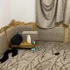 كنب خشب ارضي 4  5 شبه جديد مع ستاره بنسب لستار محتاجه تثبيت