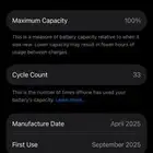 iPhone 16 pro 256 battery 100