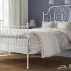 سرير نفر ونص(160x200) ابيض من ايكيا مع طاولتين