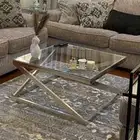 طاوله قهوة زجاج قزاز وطاولات جانبية من أشلي