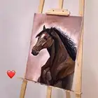 لوحة كانفوس مرسوم عليها باليد حصان