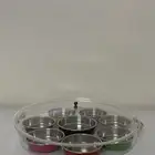 صينيه دائريه شفاف يوجد داخلها صحون