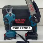 منشار حطب ومقص اغصان طقم من BOSS بطاريتين وجهازين
