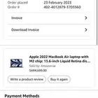 MacBook Air 13.6 inch M2 8GB 256GB