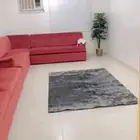 كنب نظيف مع زولية وطاولات خدمة