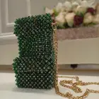 شنطة بالخرز كرستالي زجاج لون أخضر
