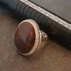 خاتم فضة بحجر عقيق يماني بحر من الزعفران