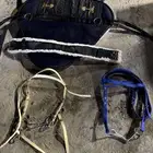 معاك 2لجام اللون ابيض وازرق مع لبادة ركوب مع ثلاث شكايم