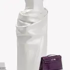 فستان ابيض قماش تفته ميكادو