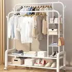 رف ملابس مزدوج من المعدن القوي أبيض