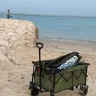 عربة الشاطئ القابلة للطي   عند الفتح