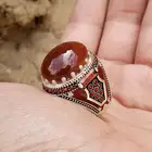 خواتم فضه وعقيق يمني كبدي طبيعي
