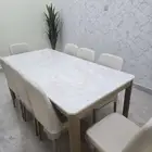 طاولة طعام سفرة رخام لون جذاب 8 كراسي وقف السوم 1250 ريال