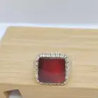تم البيع   خاتم فضة احمر زجاجي