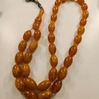 سبحة حجر كهرمان حبات كبيرة