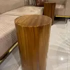 طاوله دائريه قطر 120 سم نصف خشب نصف قزاز ارتفاع 50 سم