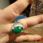 خاتم فضه رجاالي بفص الزمرد الاخضر