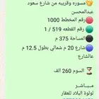 للبيع ارض مفروزة بحي الوادي المربع الاول شرق الشريان