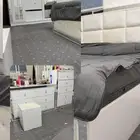 غرفة نوم ومساند مع زولية  وجزامة  وطاولة تلفزيون  وزولية