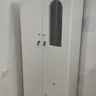 سرير حديد ديكور ودولاب خشب بابين