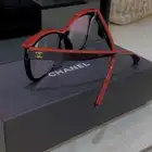 نظارة نظر شانيل الاصلي لون اسود بخط احمر جديد