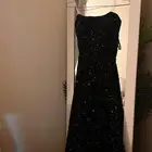 فستان مناسبات ازرق كحلي ترتر طويل مقاس S-Sx