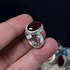 خاتم عقيق يماني طبيعي كرزي زجاجي